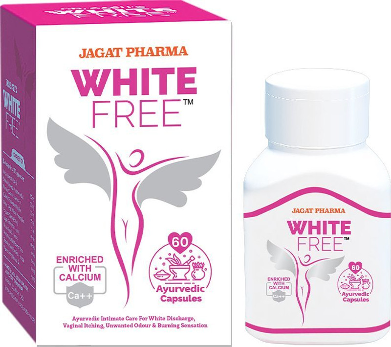 jagat Pharma White Free Capsules For ( Leucorrhoea ) Treatment 100% Ayurvedic(60 Capsules)