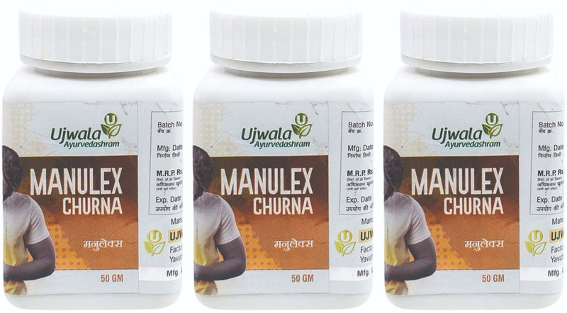 UJWALA AYURVEDASHRAM Manulex Churna Herbal Laxative, Acidity, Piles & Constipation(Pack of 3, 150 g)