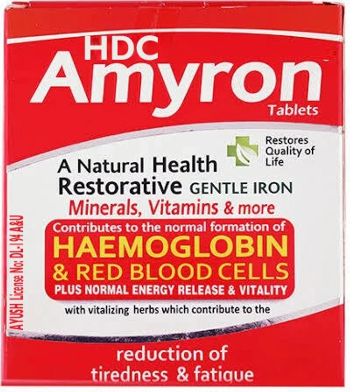 H D C Amyron Tablet - Reduce Tiredness & Fatigue , Improves Haemoglobin Level(Pack of 2, 30 Tablets)