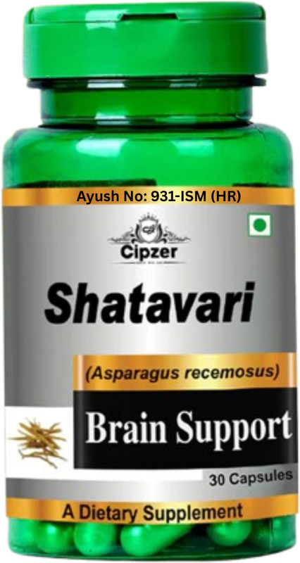 CIPZER Shatavari Capsules | Strengthens Mind & Sharpens Memory | Stress Relief| Herbal(30 Capsules)