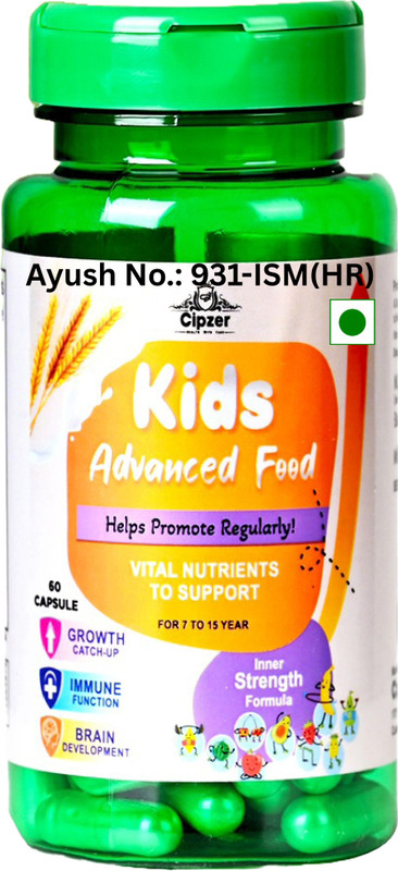 CIPZER Kids Advanced Food 60 Capsules | Complete Growth, Energy & Immunity Support(60 Capsules)