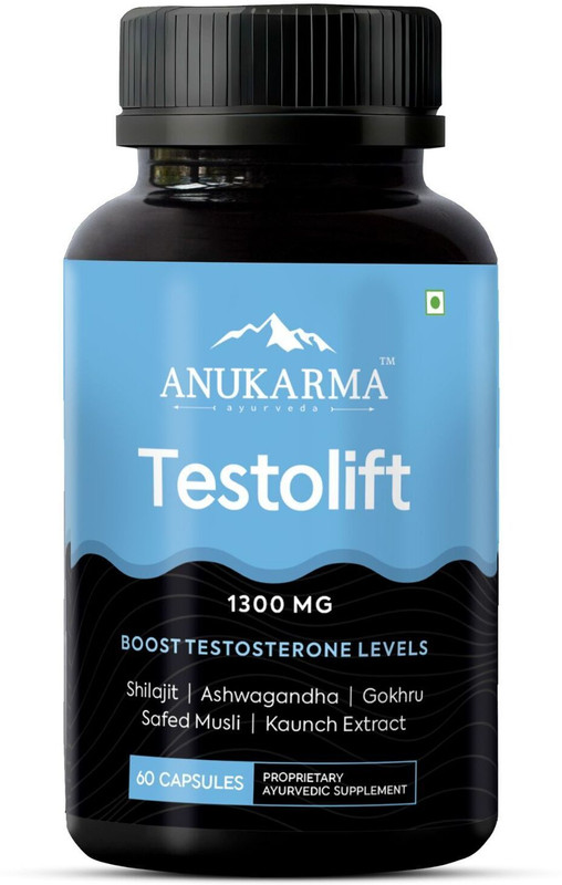 Anukarma Testolift, Testosterone Booster Supplement for Men with Shilajit & Ashwagandha(60 Capsules)