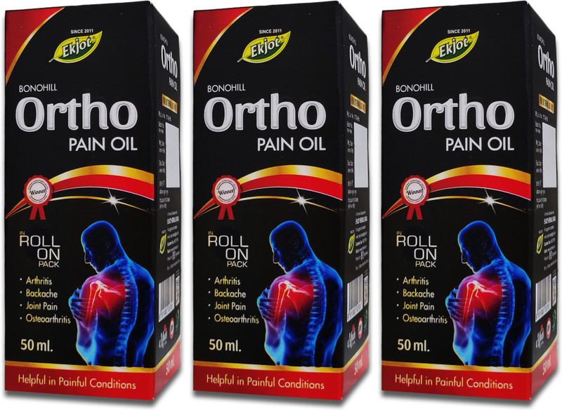 Ekjot Bonohill Ortho Pain Relief Ayurvedic Medicine Oil (Roll On Pack), 50ml(Pack of 3, 50 ml)