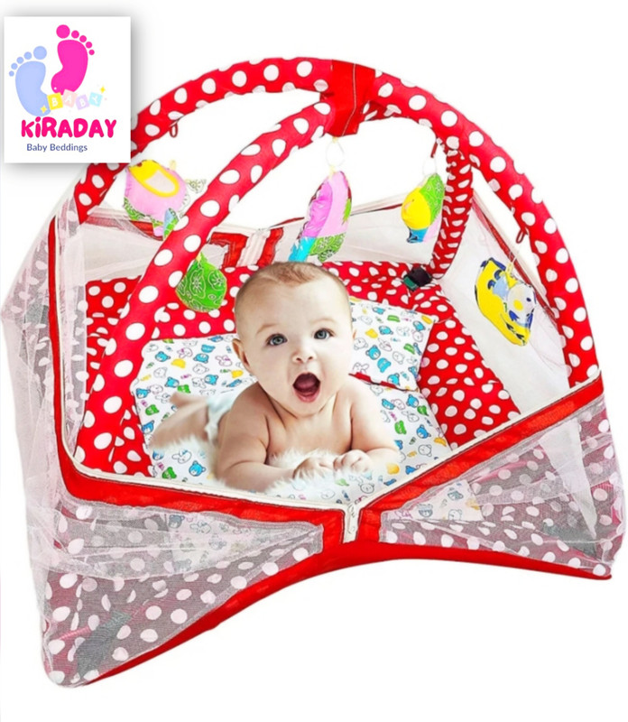 KIRADAY high quality baby bed sized bedding set Convertible Crib(Fabric, Red, White)