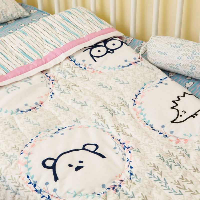 MOMZJOY 5-Piece Bedding Set with 100% Organic Cotton Convertible Cozy Woods(Fabric, Multicolor)