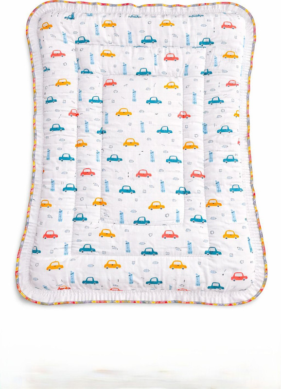 AAROVI Baby Cotton Godadi Mattress | Soft Quilted Newborn Sleeping Mat Baby Godadi car(Fabric, White)