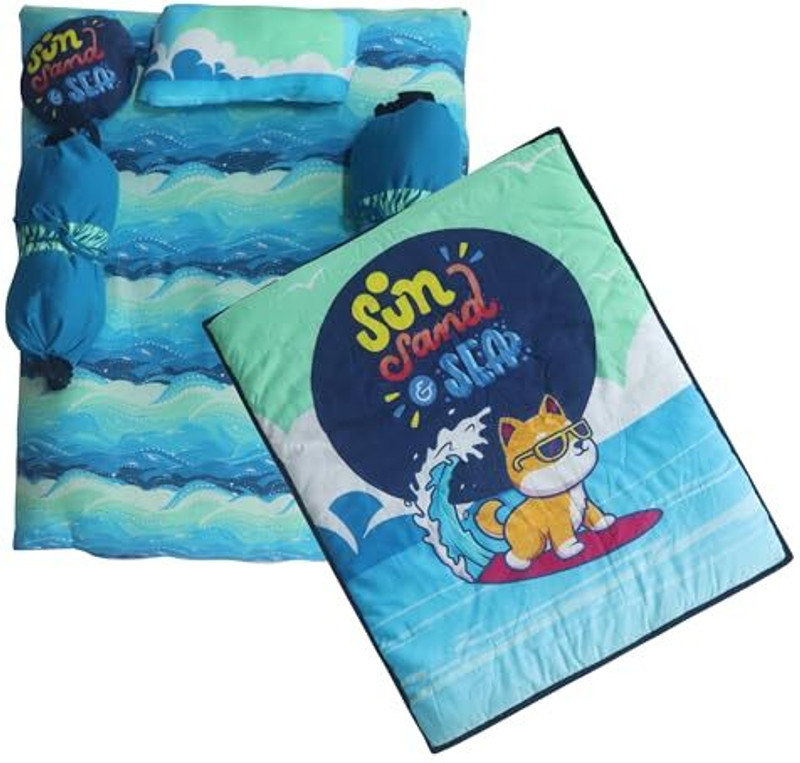Kradyl Kroft 6 Pc Bedding Set for Infants, QuiltSide Pillows, Head Pillow (Sun N Sand) Standard Crib(Fabric, Multicolor)