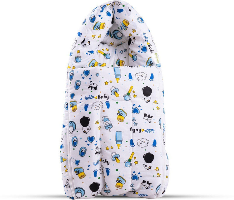 baybee 3 in 1 Baby's Cotton Bed Cum Carry Bed Printed Comfo Baby Sleeping Bag-Baby Bed-Infant Portable Bassinet|Baby Bedding| Cotton Bedding Set|Baby Cotton Bed|Baby Bedding for New Born 0-6 Months Carry Bed Crib Bedding(Fabric, Blue)