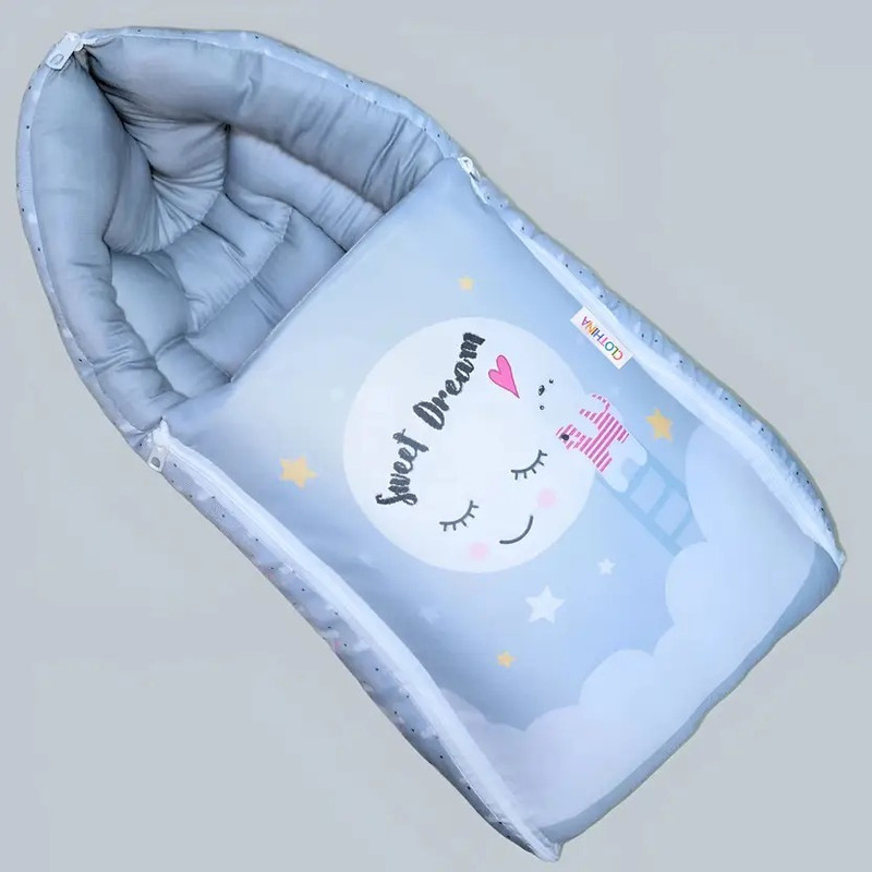 pitruchhaya 3in1 Cotton Comfortable For New Born Baby Carry Bag 0-12 Month Sleeping Bag 3 in 1 Carry Bed with Carry Bag Rounded-sides carry nest design(Fabric, Blue)