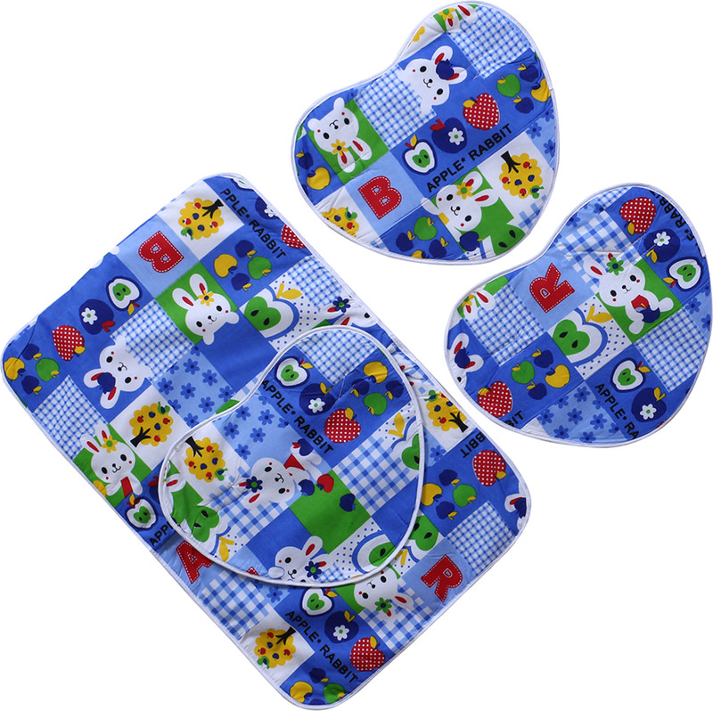 KUBER INDUSTRIES SoftCotton Rabit Print MattressCribSheet/Bed With 3 Petch for Baby 24"x36"(Blue) Baby Beds Rabit Print(Fabric, Blue)