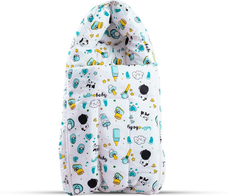 baybee 3 in 1 Baby's Cotton Bed Cum Carry Bed Printed Comfo Baby Sleeping Bag-Baby Bed-Infant Portable Bassinet|Baby Bedding| Cotton Bedding Set|Baby Cotton Bed|Baby Bedding for New Born 0-6 Months Carry Bed Crib Bedding(Fabric, Green)