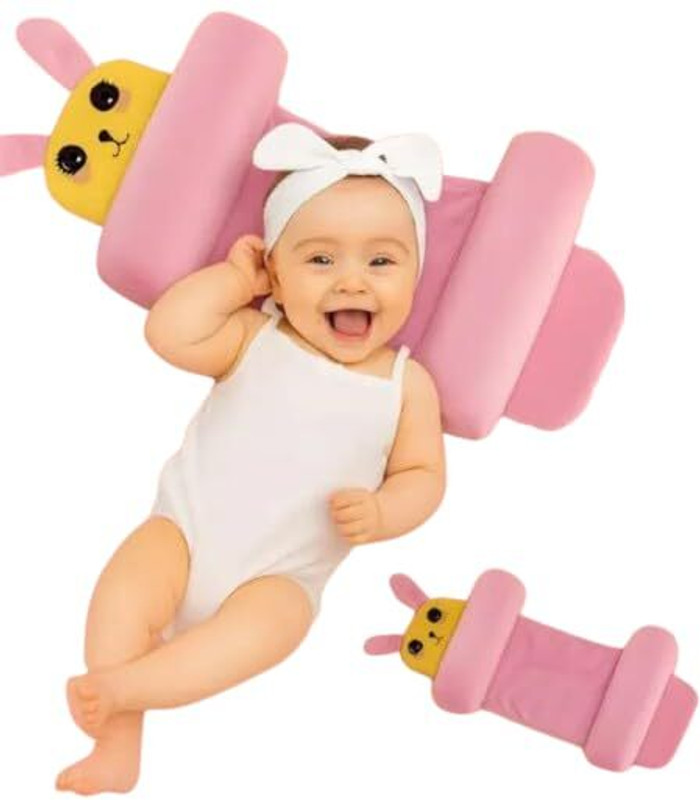 Vokiuyh Baby Head Shaping Pillow with Side Support Bolsters (Blue) Anti-Roll Pillow,U-Shaped / Indented Pillow Mini, and Convertible crib designs(Fabric, Pink)
