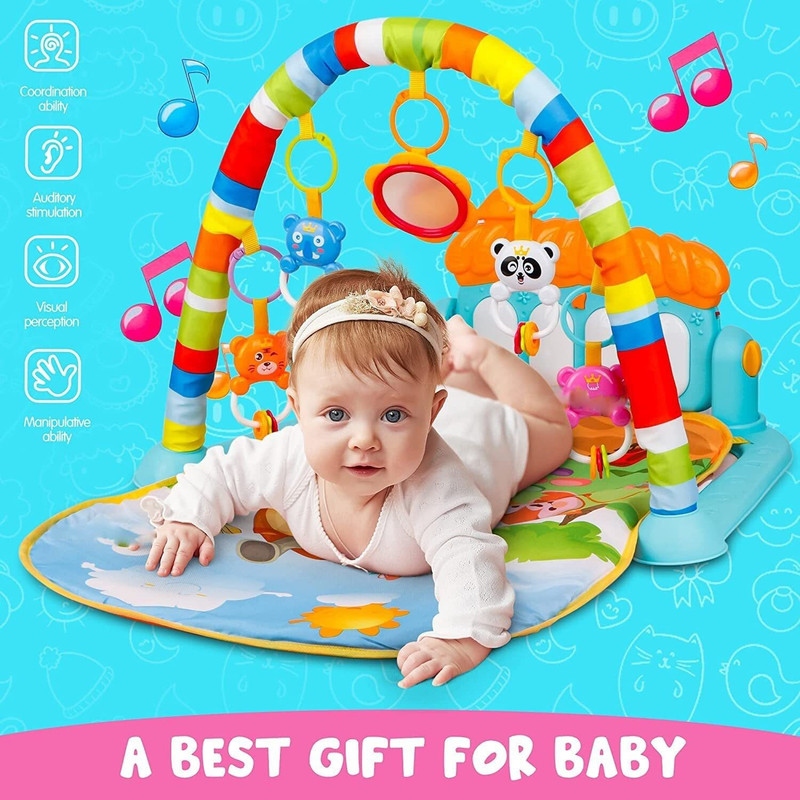 Kohinoor creation 5 in 1 Baby Play Gym Kick & Play Piano Mat Newborn Toy for Boy and Girl Cradle GYM Baby toys Fitness rack GYM(Plastic, Fabric, Multicolor)