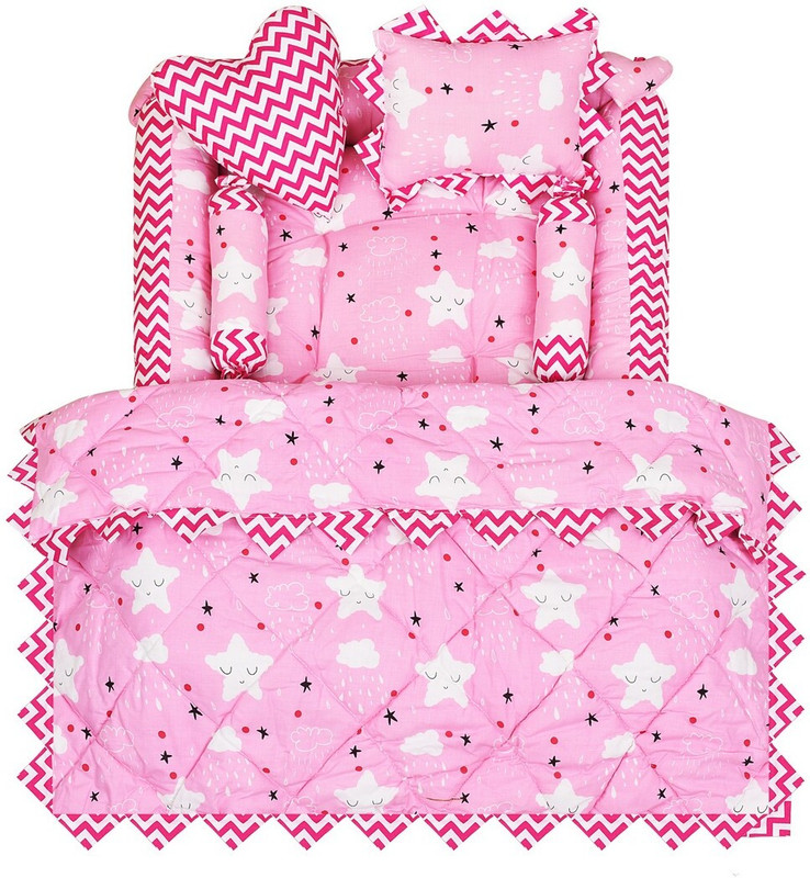 RUDRAKSH RE-BB14 Baby bedding set Stars(Fabric, Pink, White)