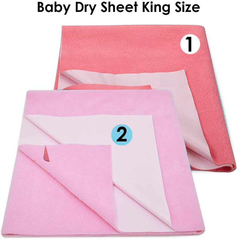 Saugat Traders Waterproof Baby Bed Protector Dry Sheet -Baby Dry Cloth-Small Size 70*50, Pack of 2 (Sky Blue-Bbay Pink) Samll Size Waterproof Sheet Solid Color(Fabric, Multicolor)