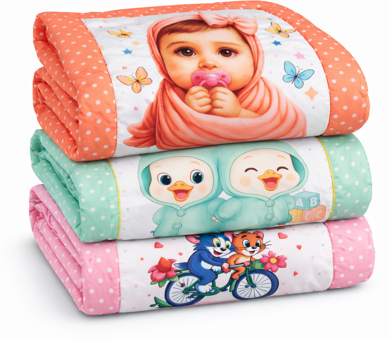TINIVIO Cotton Baby Godadi Pack of 3 Baby Blanket Cartoon Print(Fabric, Multicolors)