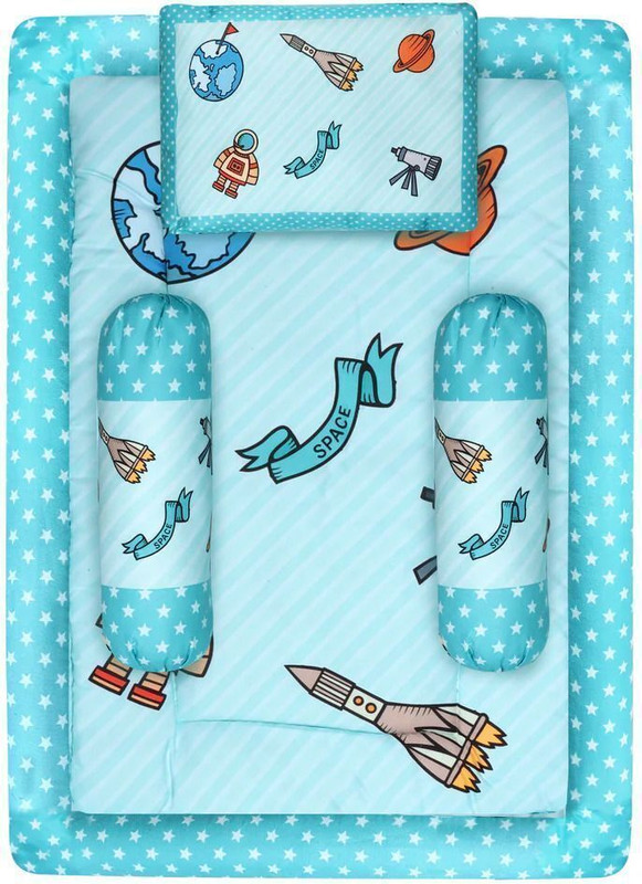 Trishlo Baby Bed New Born Baby Bedding Set Mattress | Cotton | Gadda Set cotton soft baby sloping mattress Printed(Fabric, SkyBlue)