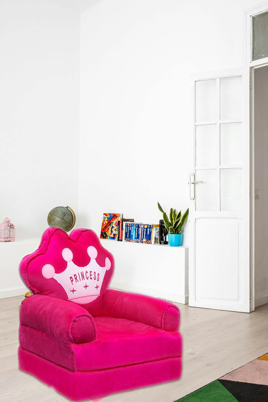 kitchDeco Kids Sofa Cum Bed Fold able Sofa Cum Bed 0 to 2 Years princess dark pink(Fabric, dark pink)