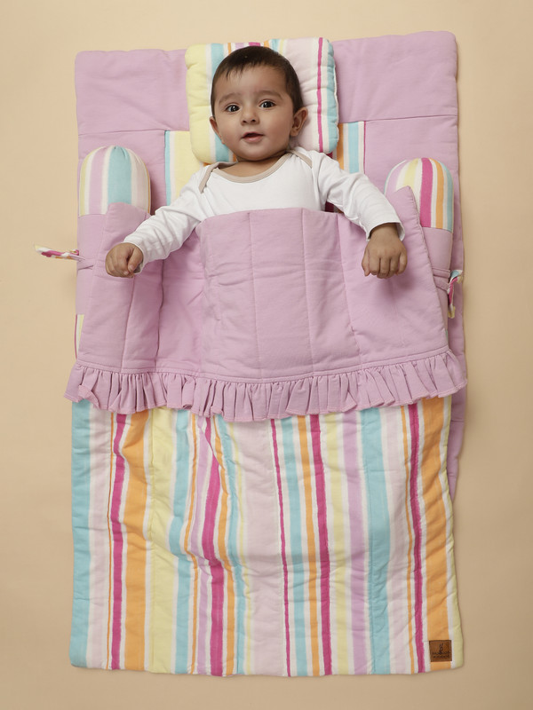 nuevoskiddos Printed Striped Quilted Soft Baby Bedding SOLID Rectangle(Fabric, Multicolor)