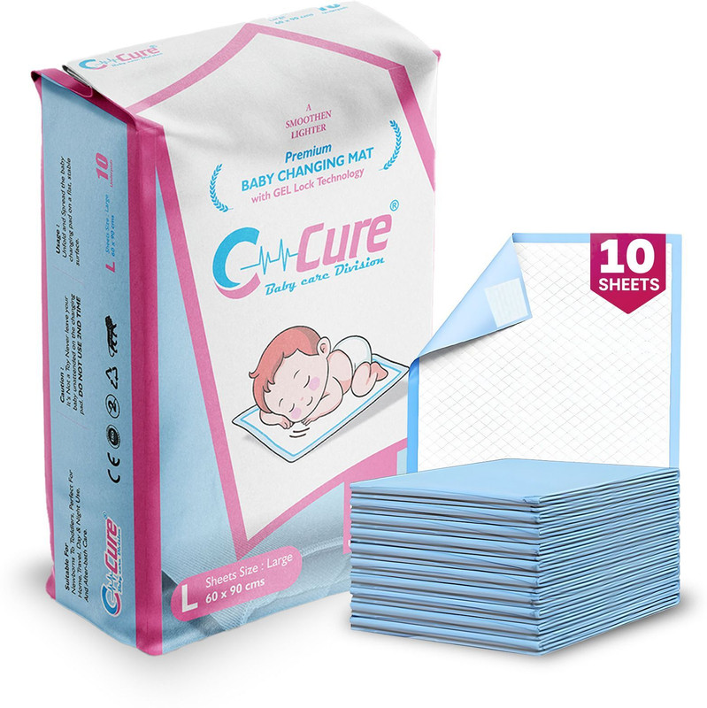 C-Cure Baby Underpad Diaper Changing Mats Baby Sleeping Mats Disposable soiled(Fabric, Blue 1)