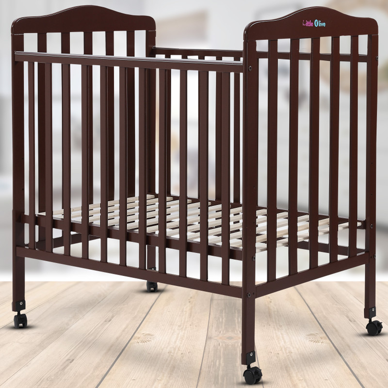Little Olive Star Wooden Baby Cot For New Born - Brown Cot(Brown)