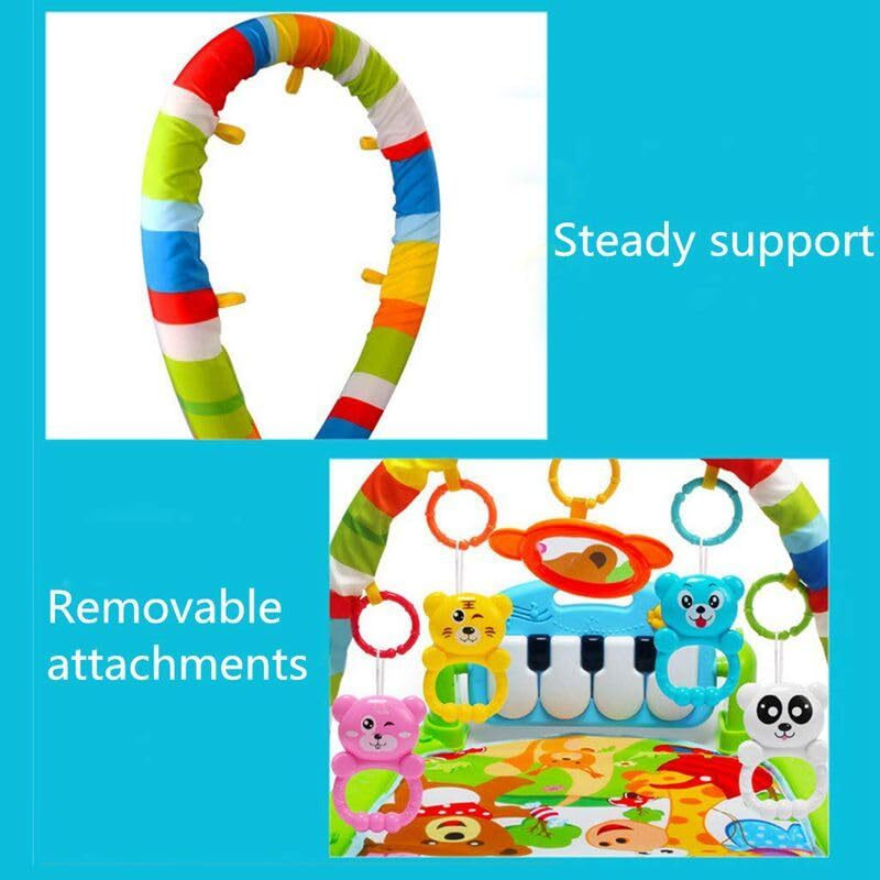 BHVMEY Kids Piano Mat Gym with Hanging Toys and Educational Lights(Multicolor)