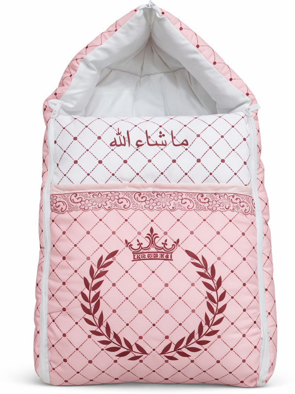 CRAVILA Mashallah Premium Newborn Baby Carry Nest Soft Sleeping Bag Diamond Print Sleeping Bag Royal Crown with Mashallah Print(Fabric, Pink)