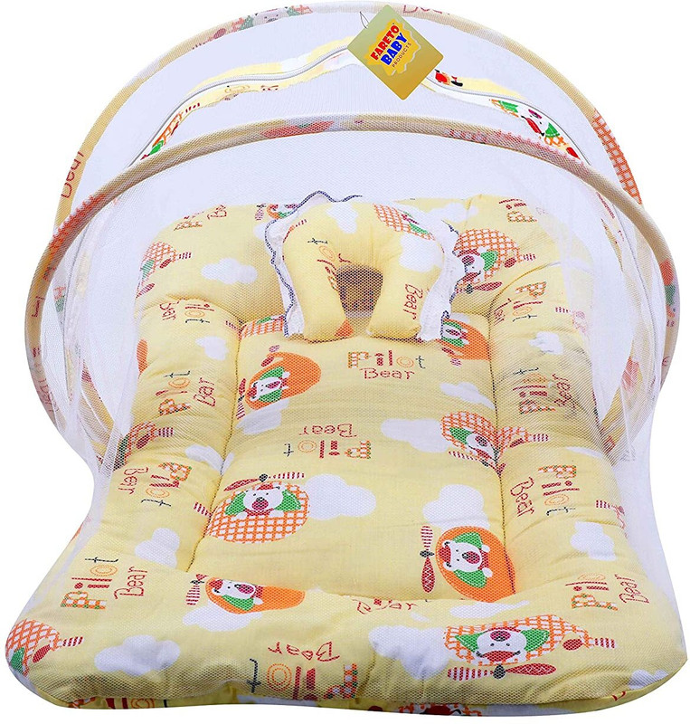 Fareto Baby Mattress with Mosquito Net(0-6 Months) standard crib(Fabric, Yellow)