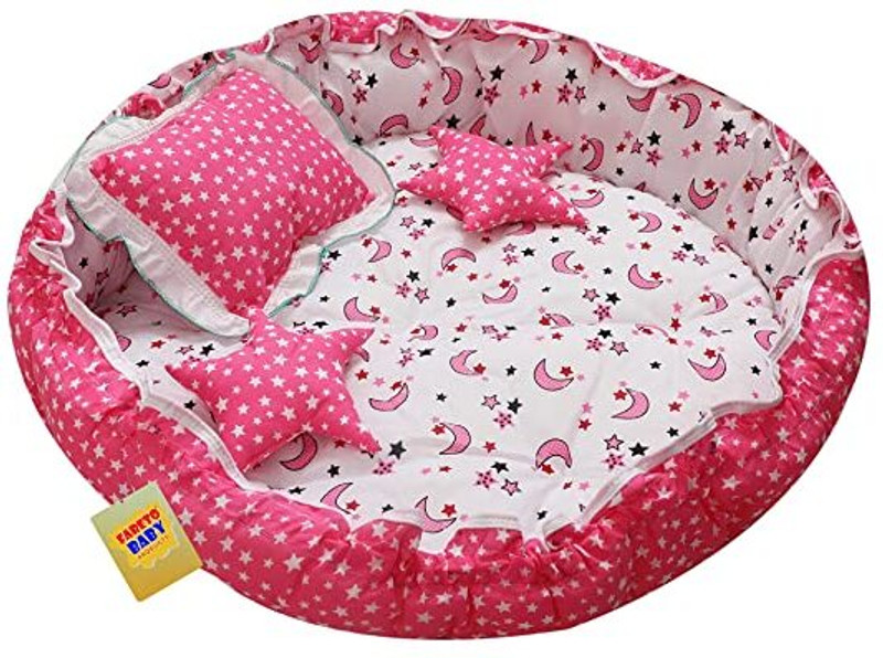 Fareto Baby Reversible Nest | Bed | Bedding Set | Sleeping Bed(0-6 Months standard crib(Fabric, Pink)