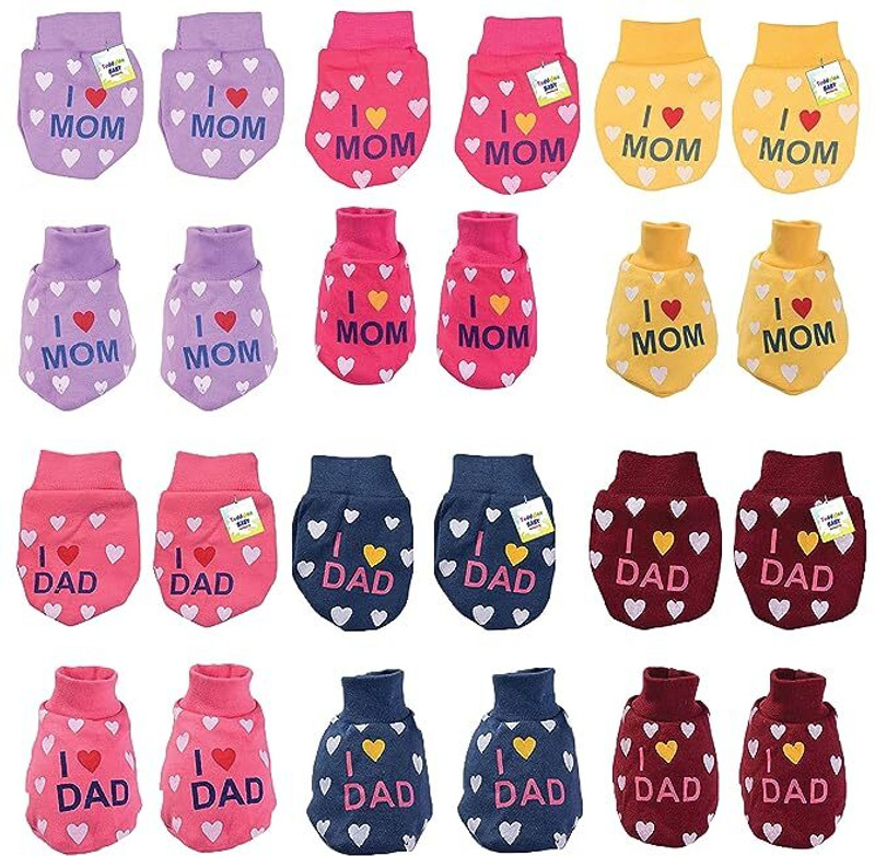 Kwitchy Baby Mitten & Booties Set Printed Gloves and Socks Combo standard Crib(Fabric, Multicolor)