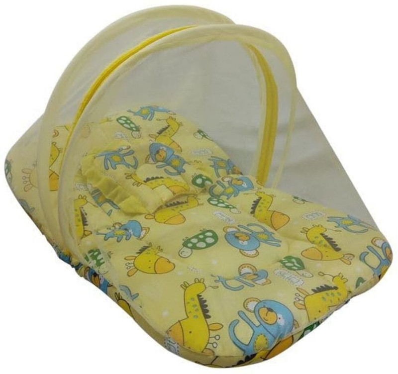 vijyasmart BABY BED WITH MOSQUITO NET BABY CARE REGULAR(Fabric, Yellow)