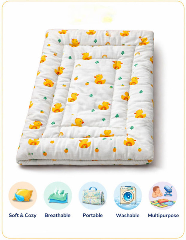 YATANTO CREATION Ultra Soft Quilted Baby Play Mat with Cute Duck Print – Thick Cushioned square SQUARE(Fabric, Multicolor)