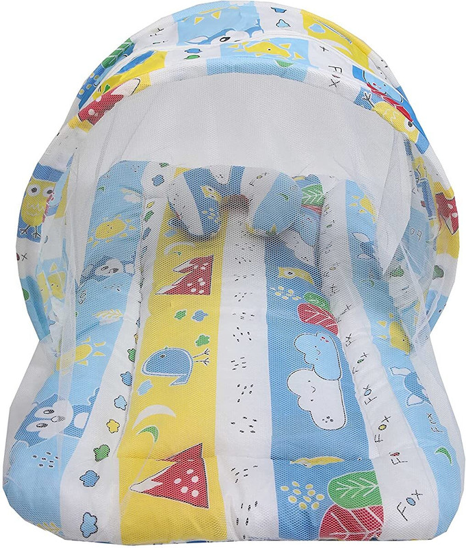 Fareto Baby Mattress with Net Bed | Bedding Set with Pillow(0-6 Months) standard crib(Fabric, Blue)