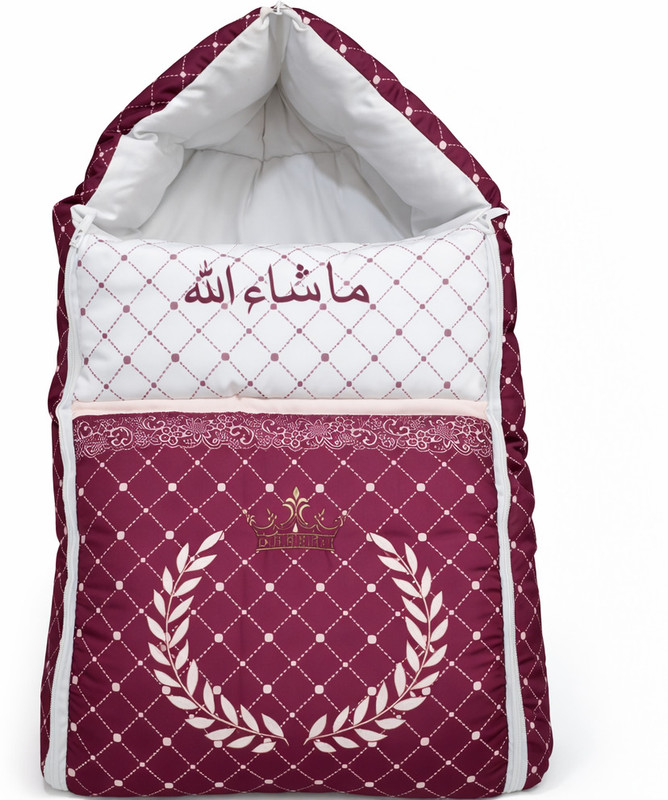 CRAVILA Soft Cotton Mashallah Printed Baby Sleeping Bag Royal Crown with Mashallah Print(Fabric, MARUN, White)