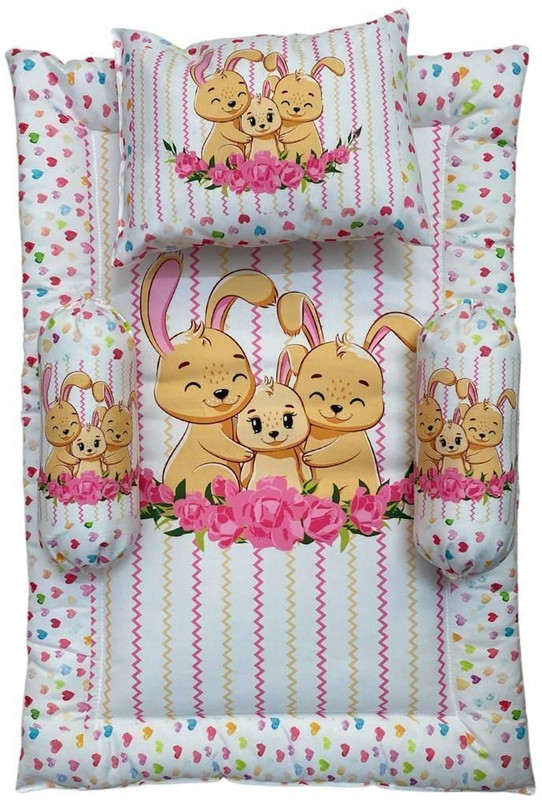 Trishlo Baby Bed New Born Baby Bedding Set Mattress | Cotton | Gadda Set cotton soft baby sloping mattress Printed(Fabric, White)
