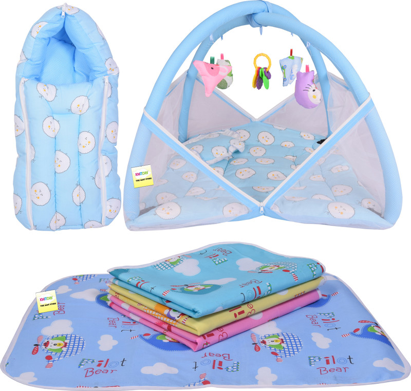 Kwitchy New Born Baby Daily Essentail Bedding Combo Pack(0-6 Months) standard Crib(Fabric, Multicolor)