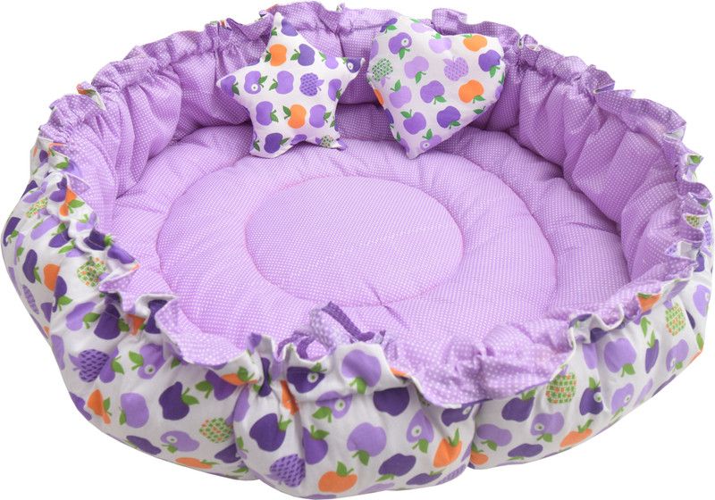 Kwitchy New Born Baby Bed Mattress Mosquito Net Sleeping Bag Gadda Set Nest Bed standard Crib(Fabric, Purple)