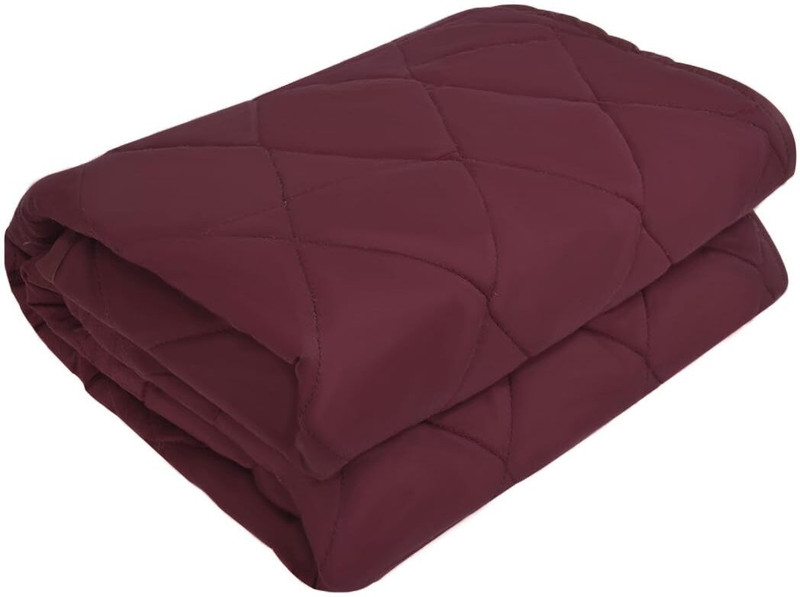 ADBENI HOME Rich Micro Piece Fabric Waterproof Quilted Baby Sheet, Soft Protector Baby Bed Protector Solid(Fabric, Maroon)