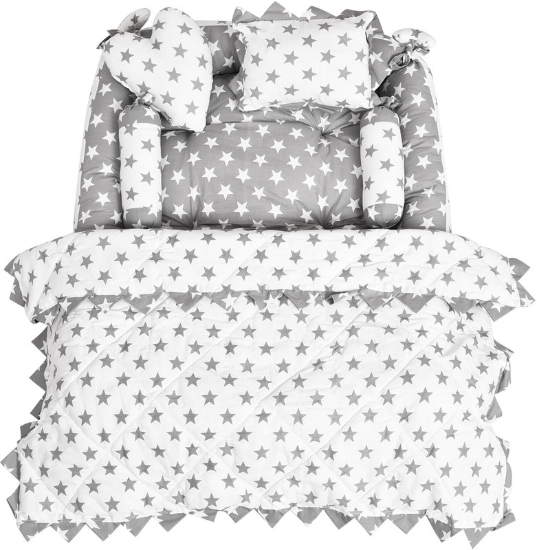 WatchBazzar CR-BB12 Baby bedding set Stars(Fabric, Grey, White)