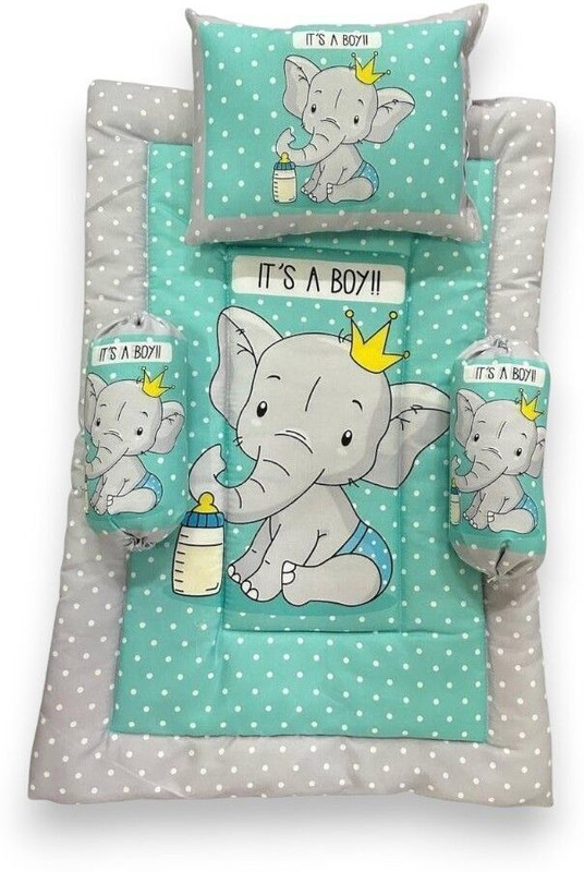 Trishlo Baby Bed New Born Baby Bedding Set Mattress | Cotton | Gadda Set cotton soft baby sloping mattress Printed(Fabric, SkyBlue)