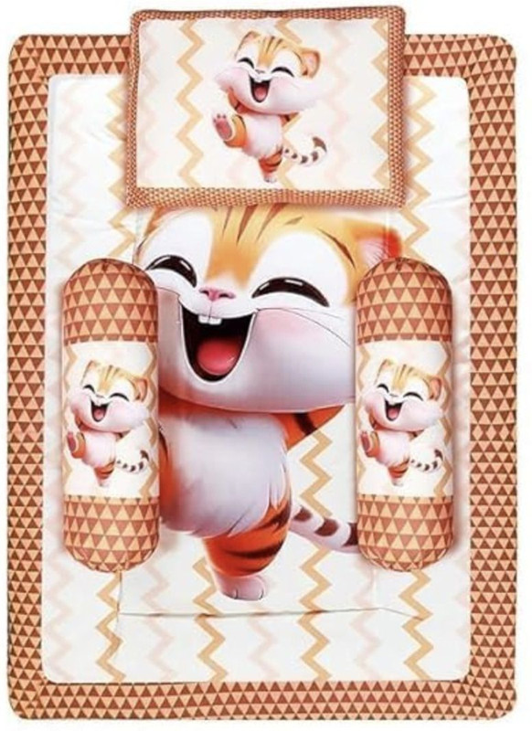 Ronqiza New Born Baby Bed |Godari | Sleeping Mattress (Orange) Cotton Material Unique Design Pattern(Fabric, Orange)