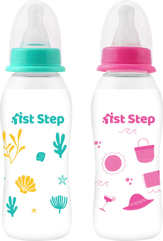 1st Step BPA Free Baby Feeding Bottle with Anti-Colic Nipple for Infants (Pack of 2) - 250 ml(PINK & GREEN)