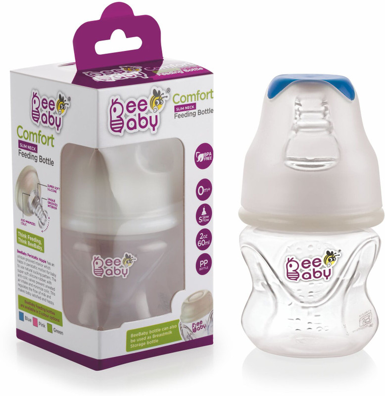 Beebaby Comfort Slim Neck Baby Feeding Bottle. 100% BPA Free ( 2 Oz) - 60 ml(Blue)