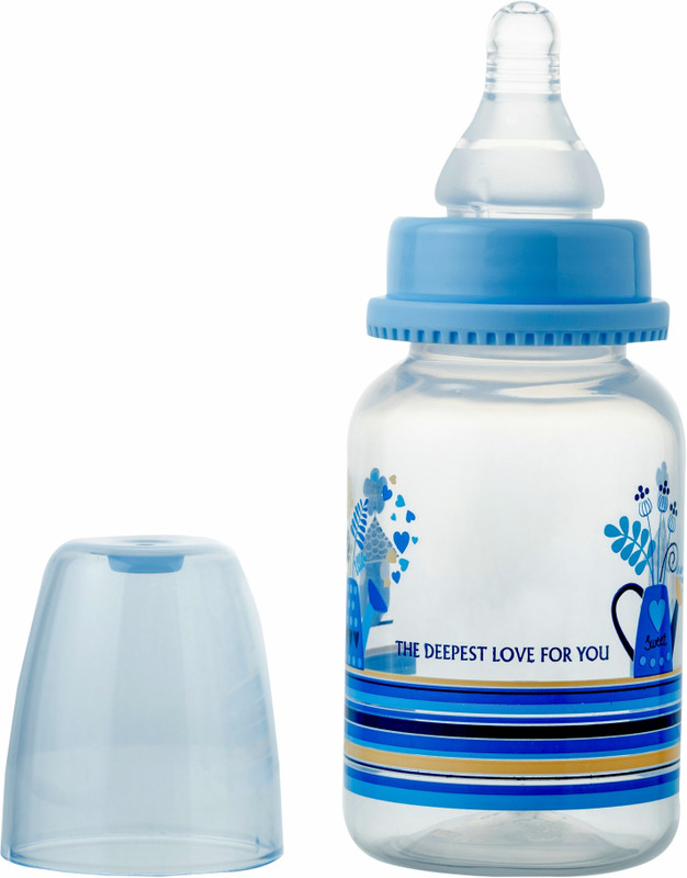 Nvskids Baby Feeding Bottle Leak Proof Anti Spill Bottle Dust Free Cover - 120 ml(Blue)