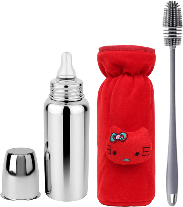 BLUSCAILE Baby Bottle Stainless Steel BPA-Free with Brush - 250 ml(Multicolor 31)