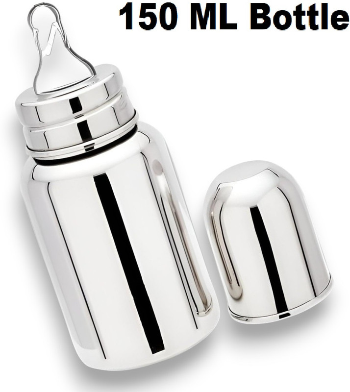 RB Point Safe Start Stainless Steel Newborn Feeding Bottle - 150 ml(Silver)