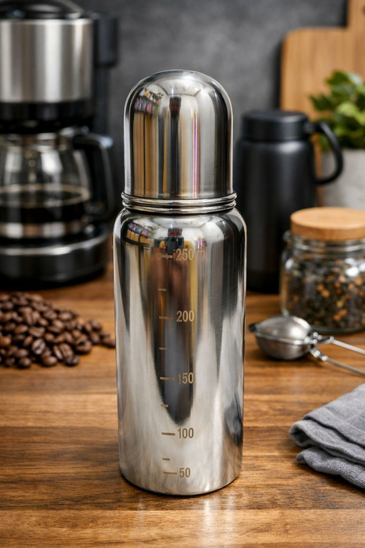 BEBZI stainless steel baby milk bottle 304 Grade - 250 ml(Silver)