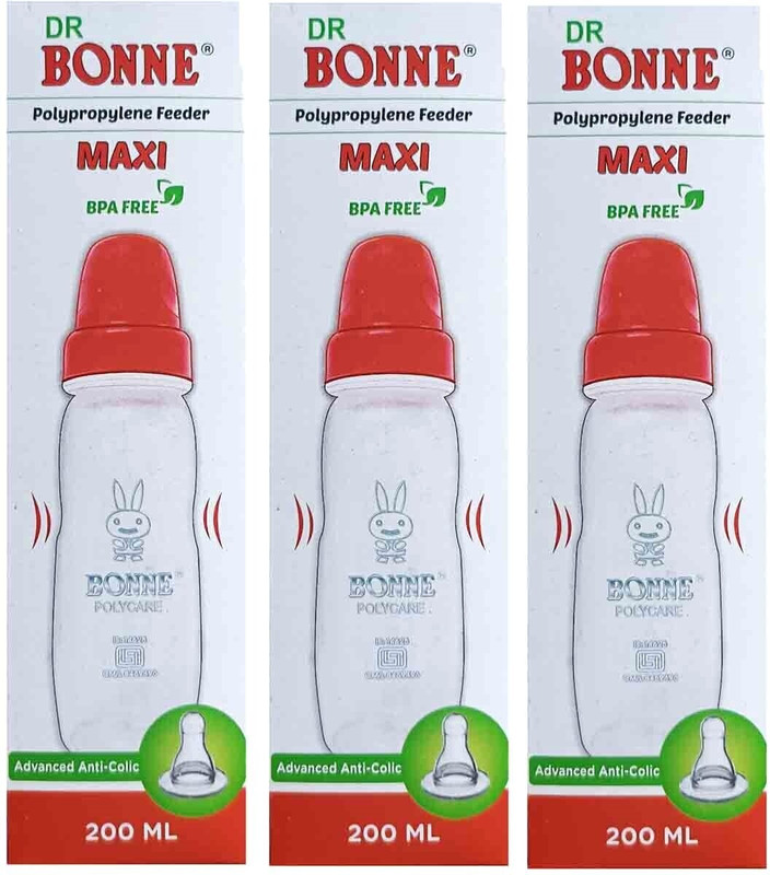 BONNE MAXI BPA FREE BABY FEEDING BOTTLE (PO3 X 250ML) - 250 ml(Multicolor)