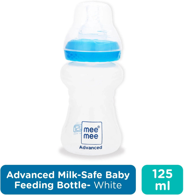 MeeMee Advanced Milk-Safe Baby Feeding Bottle (125 ml) - 125 ml(White)