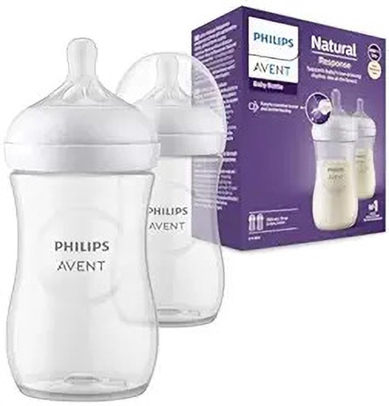 Philips Avent Natural Baby Bottle Set – Anti-Colic, BPA-Free, 2-Pack, 9oz - 260 ml(Transparent)